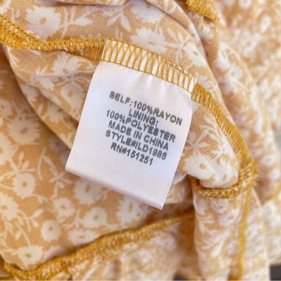 Ivy May Yellow Ruffled Top with White Floral Print Small - Picture 3 of 6